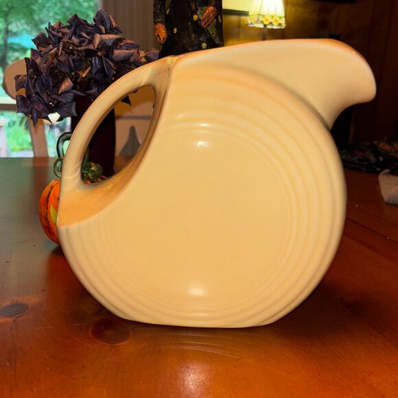 Retired Ivory Fiesta Large 64 oz Disk Pitcher - Picture 1 of 6